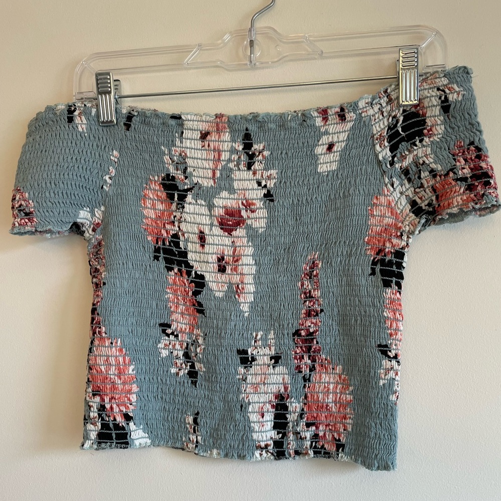 Kendall & Kylie Floral Smocked Off The Shoulder Top Size Medium